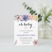 Een Waterverf voor het Baby shower van Floral Girl Kaart (Staand voorkant)