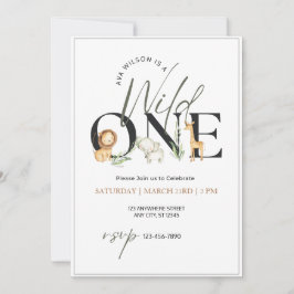 Een Waterverf wilde dieren eerste verjaardag Kaart