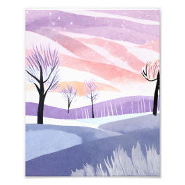Een Waterverf winterlandschap Fotovergroting Foto Afdruk