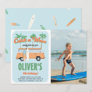 Een Wave Surf opvangen Foto Birthday Party Kaart
