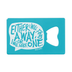 Een Way Typografie Motivatie Citaat Creditkaart Flessenopener