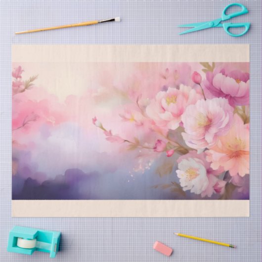 Een Wazig Bloemmotief #2 Tissuepapier (Craft)