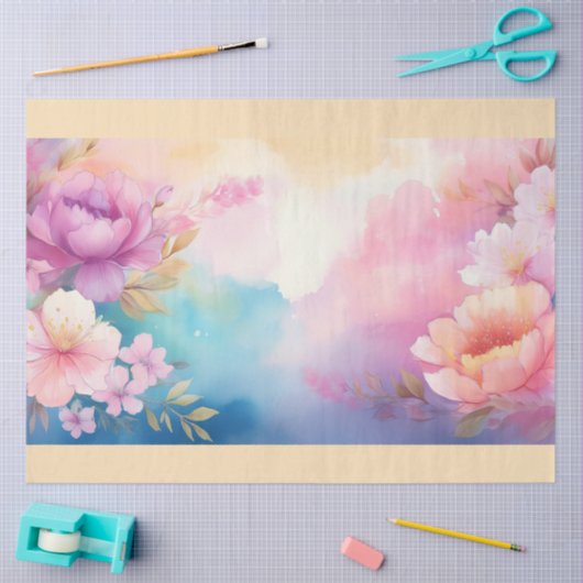 Een Wazig Bloemmotief #7 Tissuepapier (Craft)