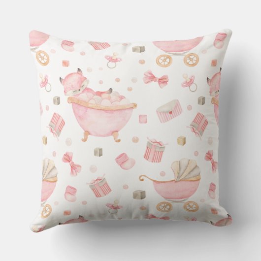 Een wazige roze vos met een roze bubbelbad in een  kussen (Achterkant)