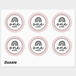 Een week regenbogen en polka dots baby mijlpaal ronde sticker