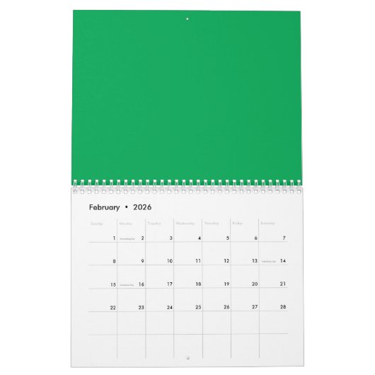 Een weelderige groene varen met delicate, ingewikk kalender (Feb 2026)