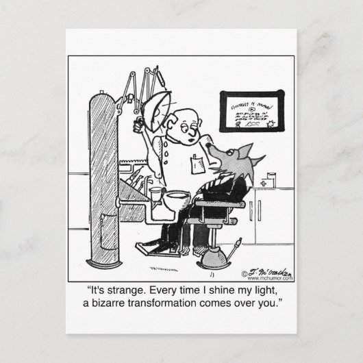 Een weerwolf op de Dentist Briefkaart (Voorkant)