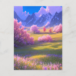 Een weide in Cherry Blossom Splendor Briefkaart