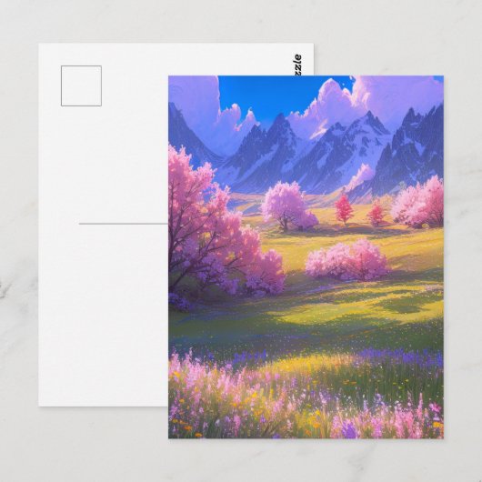 Een weide in Cherry Blossom Splendor Briefkaart (Voorkant / Achterkant)