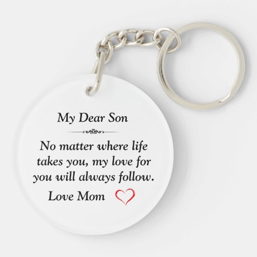 Een welgemeend geschenk voor mijn zoon sleutelhanger (Achterkant)