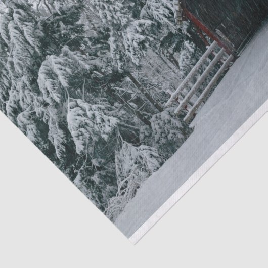 Een welkomstbarn op een sneeuwdag tissuepapier (Detail)