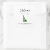 Een welkomsttas of doos met kleurcode Idaho Wedden Vierkante Sticker (Tas)