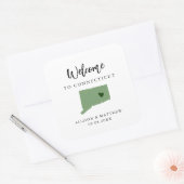 Een welkomsttas of doos voor kleurendrik vierkante sticker (Envelop)