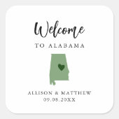 Een welkomsttas van alabama met kleurenweddenschap vierkante sticker (Voorkant)