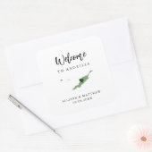 Een welkomsttas van Anguilla Weddenschap met kleur Vierkante Sticker (Envelop)