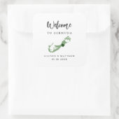 Een welkomsttas van Bermuda Weddenschap in kleur o Vierkante Sticker (Tas)
