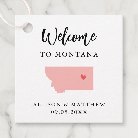 Een welkomsttas van kleurentridans bedankjes labels (Voorkant)