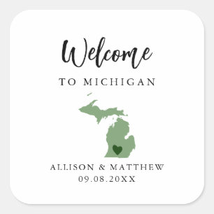 Een welkomsttas van Michigan Weddenschap met kleur Vierkante Sticker