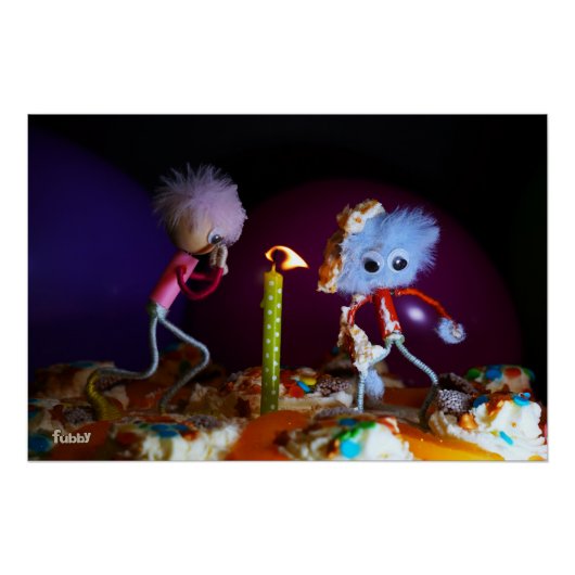 Een wens doen bij het uitblazen van het kaarsje.. perfect poster (Voorkant)