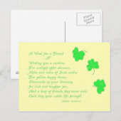 Een wens voor een Friend-Irish Poem+Shamrocks Briefkaart (Voorkant / Achterkant)