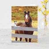 Een "wenskaart van het Paard & van Haar Kat" Kaart (Gele Bloem)