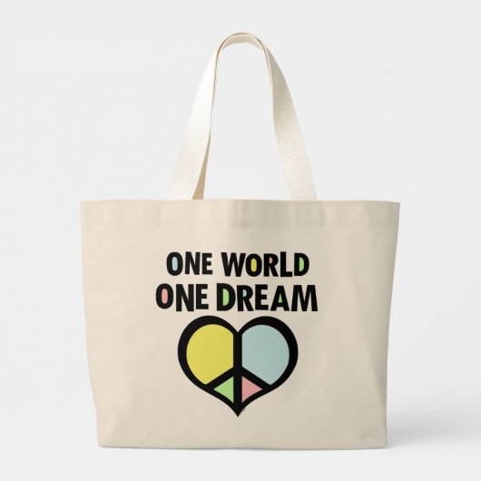 Eén wereld-1-droomsymbool grote tote bag (Achterkant)