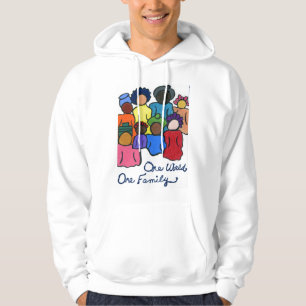 Eén wereld, één familie dubbelzijdig multicultu hoodie