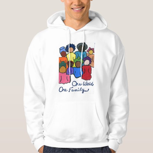 Eén wereld, één familie dubbelzijdig multiculturee hoodie (Voorkant)
