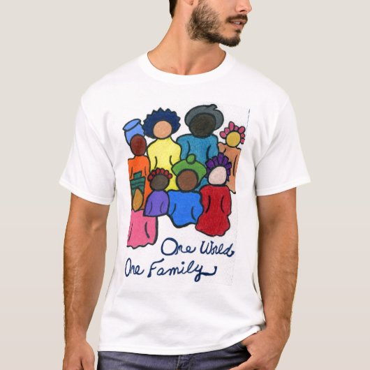 Eén wereld, één familie interraciale multiculturel t-shirt (Voorkant)