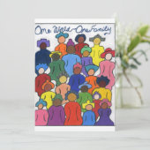 Eén wereld, één familie multiculturele uitnodiging (Staand voorkant)