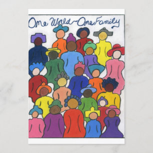 Eén wereld, één familie multiculturele uitnodiging