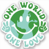 Eén wereld-één-liefdesvrede op aarde sticker (Voorkant)