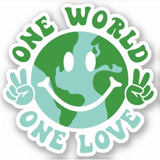 Eén wereld-één-liefdesvrede op aarde sticker (Voorkant)