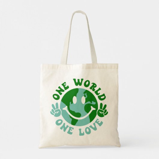 Eén wereld-één-liefdesvrede op aarde tote bag (Achterkant)