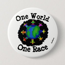 Eén wereld, één ras ronde button 7,6 cm