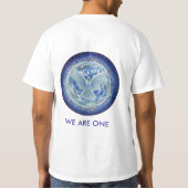 Eén wereld, één visie, één liefde, EQUALS VREDE OP T-shirt (Achterkant)