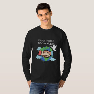 Eén wereld, één vrede, één hoop t-shirt