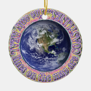 Eén wereld. Kustlijnen Kaart Ornament