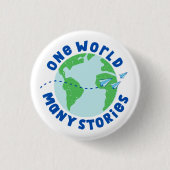Eén wereld met veel verhalen ronde button 3,2 cm (Voorkant)