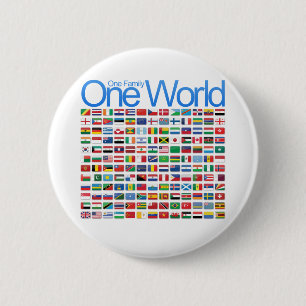 Eén wereld ronde button 5,7 cm