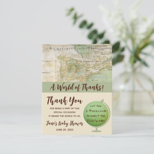 Een wereld van Bedankt Baby shower EOS lip Balm Fa (Staand voorkant)