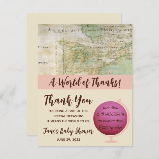 Een wereld van Bedankt Baby shower EOS lip Balm Fa (Voorkant / Achterkant)