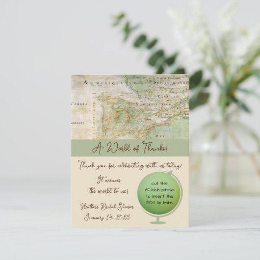 Een wereld van Bedankt! Kaart Douche EOS Lippenbal (Staand voorkant)