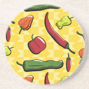 Een wereld van Chili Peppers Sandstone Onderzetter