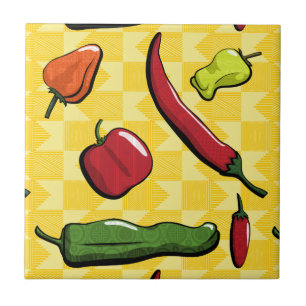 Een wereld van Chili Peppers Tile Tegeltje