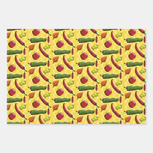 Een wereld van Chili Peppers Wrapping Paper Set (Voorkant 3)