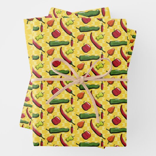 Een wereld van Chili Peppers Wrapping Paper Set (In situ)