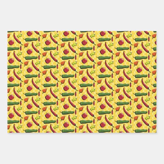 Een wereld van Chili Peppers Wrapping Paper Set (Voorkant)