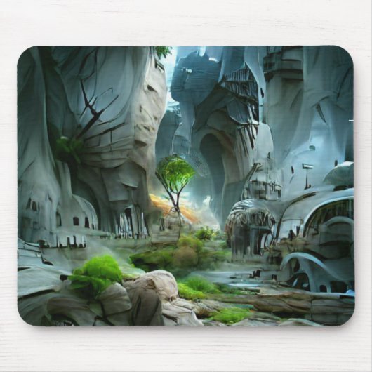 Een wereld van Fantasy Landscape Environment City Muismat (Voorkant)