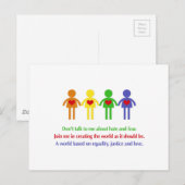 Een wereld van gelijkheid, rechtvaardigheid en lie briefkaart (Voorkant / Achterkant)